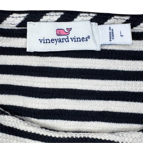 Vineyard Vines Women’s Black and White Striped Peplum Top Size Large - Picture 2 of 9